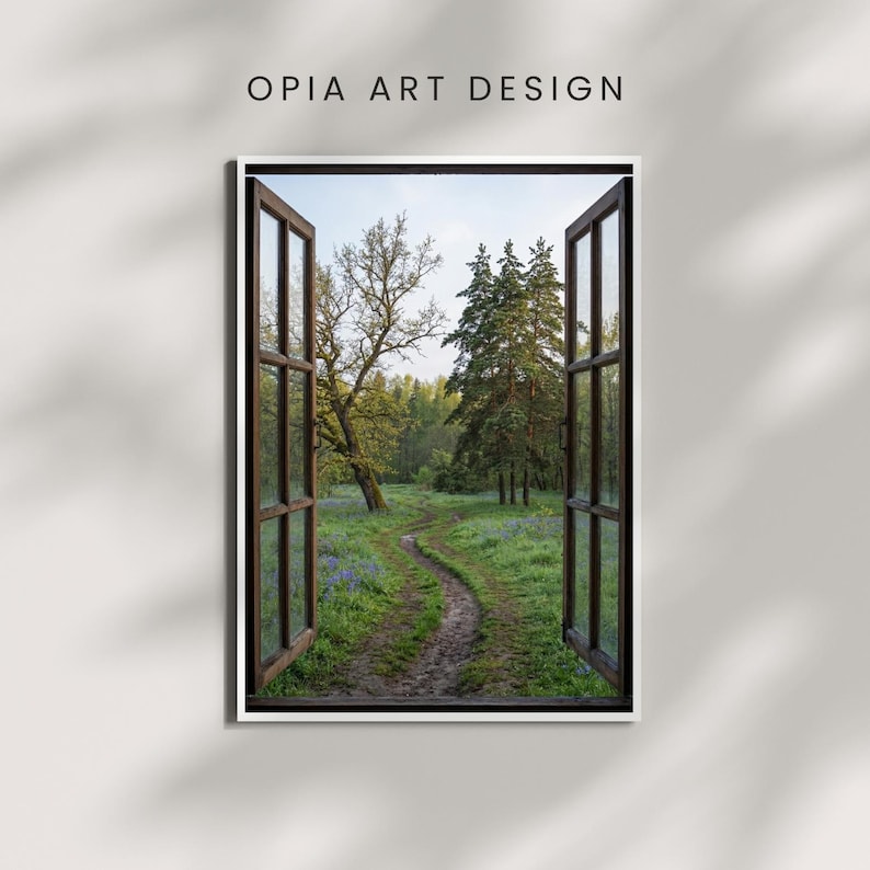 Fake Window View, Four Seasons Art Set, Open Window Illusion, Forest ...