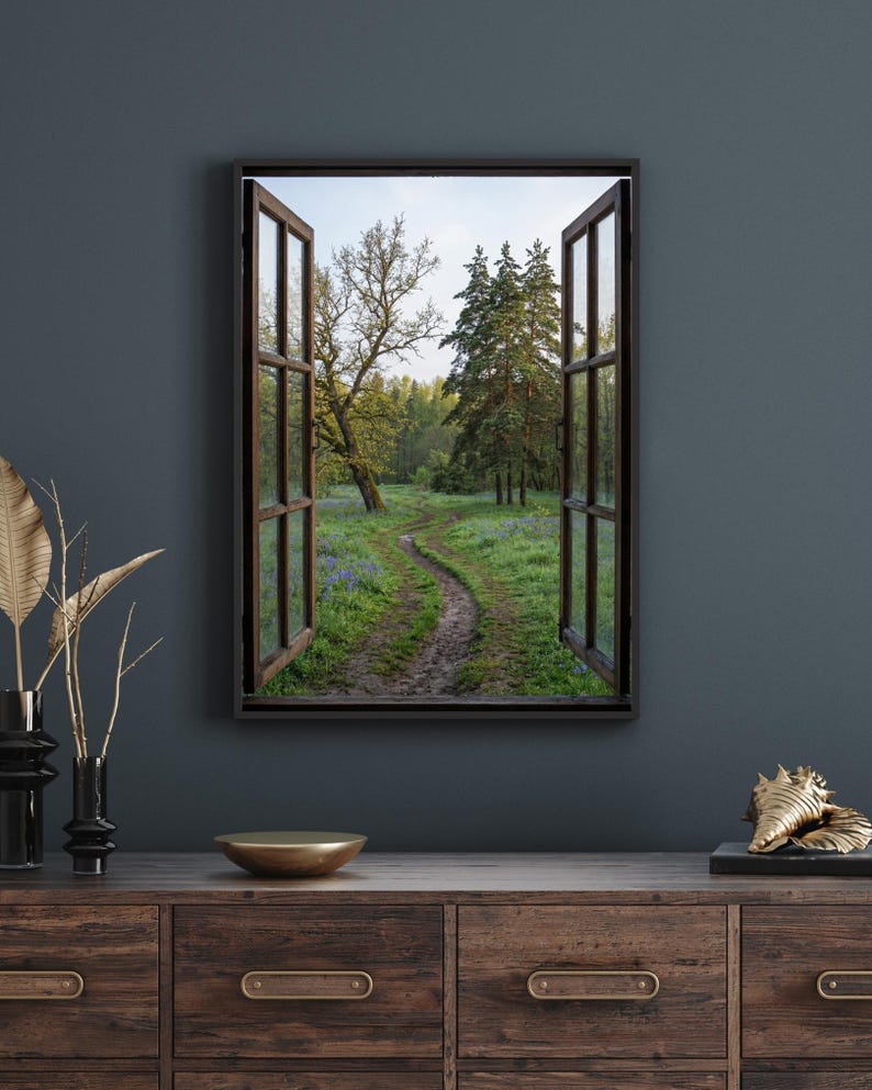 Fake Window View, Four Seasons Art Set, Open Window Illusion, Forest ...