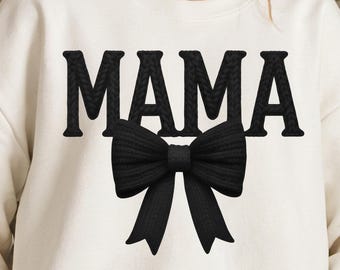 Coquette Mama PNG, Knitted Letters, Tufted Design, Latch Hook Faux Yarn Style