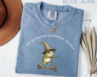 Off to Commit Godfather Foolery Comfort Colors Shirt, Frog Scooter Godfather Foolery,  Pregnancy Announcement