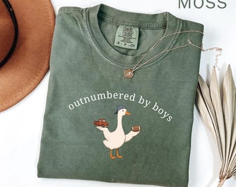 Outnumbered by Boys Comfort Colors Shirt, Funny Goose Mama Shirt, Outnumbered by Sons Gift, Mom Goose Shirt