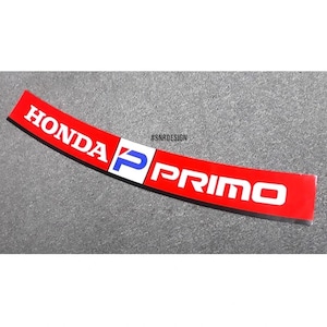 Honda Primo vindruteklistermärke – Retro JDM-dekal | Röd/Vit/Blå | Kurva