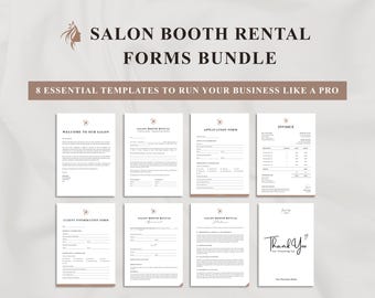 Salon Booth Rental Forms Bundle | Rental Agreement | Rental Application | Salon Policies | Invoice | Client Information Form- Canva Editable
