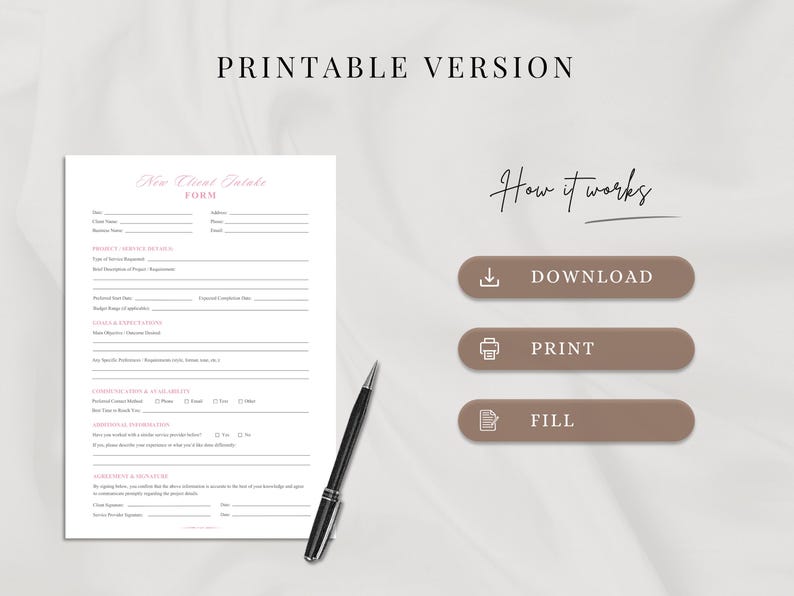 New Client Intake Form | Printable & Editable | New Client Onboarding ...