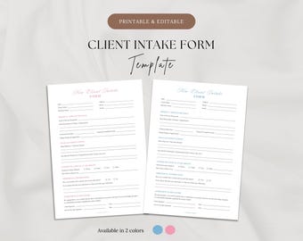 New Client Intake Form | Printable & Editable | New Client Onboarding Form | Client Initial Assessment | Business Client Information Sheet