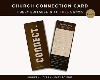 Modern Church Connect Card, First-Time Guest Welcome Form, New Visitor Card, Editable Canva Template (Digital Download)