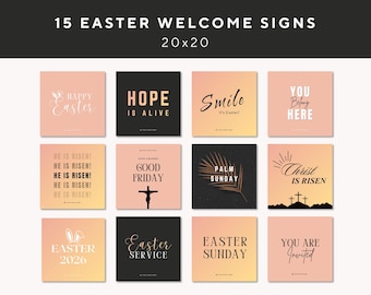 Easter Handheld Welcome Signs Canva | Church Welcome Signs, Happy Easter Signs, Church Greeter Signs, Easter Service Signs | Church Greeting