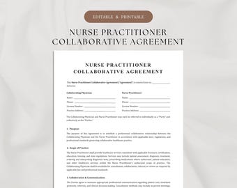 Nurse Practitioner Collaborative Agreement | NP Collaborative Practice Contract | Physician Collaboration Form, Medical Healthcare Agreement