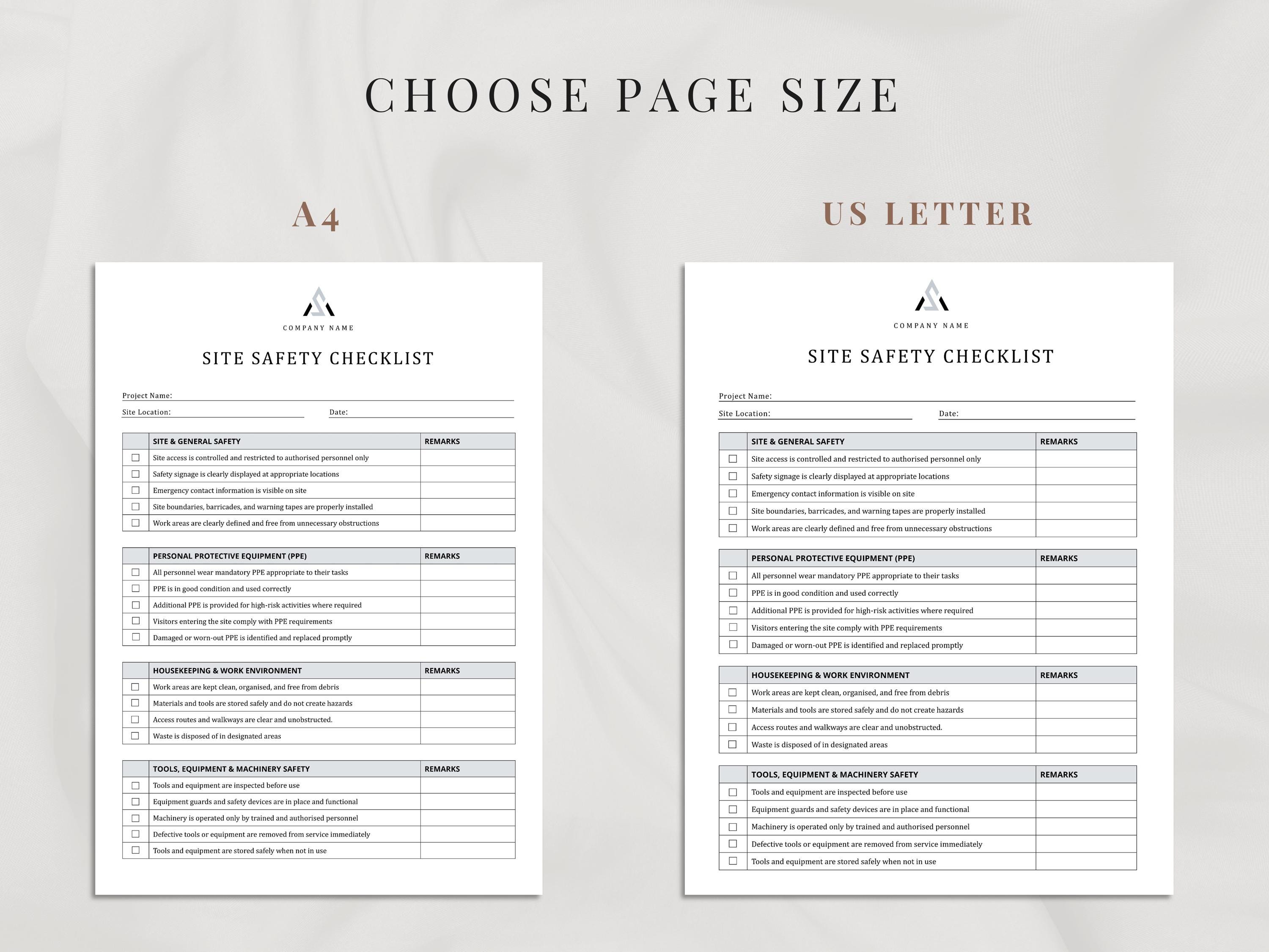 Construction Site Safety Checklist – Job Site Safety Inspection ...