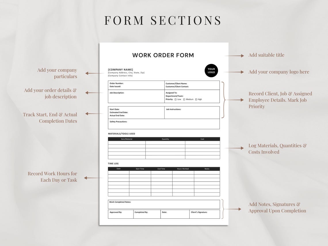 Work Order Template| Editable in Word & Google Docs | Business Work ...