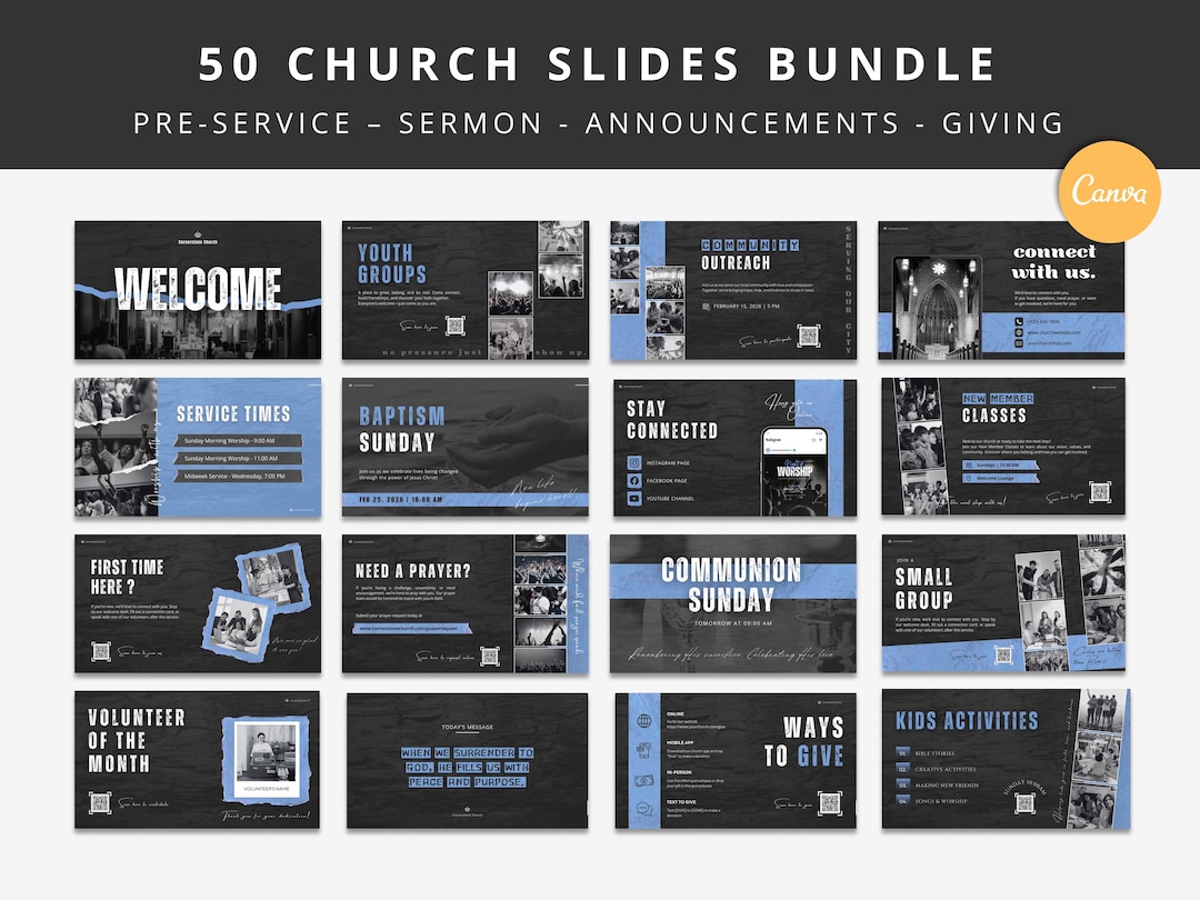50 Church Presentation Slides Bundle | Pre-service, Announcement ...