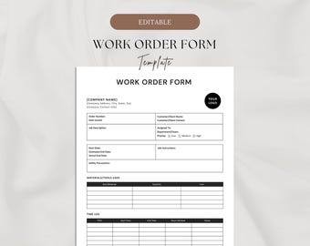 Work Order Template| Editable in Word & Google Docs | Business Work Order Sheet | Job Card Template | Job Work Order | Service Order Request