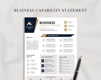 Modern Business Capability Statement, Corporate Capability Statement, Company Profile, Government Contractor, Small Business Marketing Kit