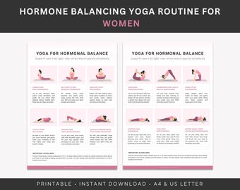 Rutina de yoga para equilibrar las hormonas en mujeres / Hojas de yoga imprimibles / Hojas de ejercicios diarios / Rutina de bienestar y autocuidado / Fitness para mujeres
