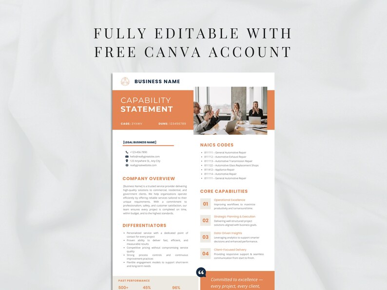 Business Capability Statement Template | Marketing Statement ...