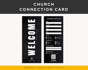 Editable Church Connection Card Template | Church Visitor or Guest Card | Invite, Welcome & Prayer Request Card | Connect Card-Canva/PPT