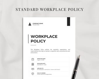 Workplace Policy Template | Employee Policy Manual | Company Policy Template | HR Policy Handbook | Corporate Employee Canva Template