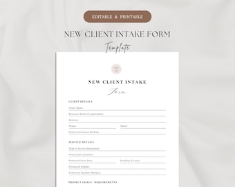 Client Intake Form Template | 2-Page Client Information Business Form | Printable & Editable | New Client Onboarding | Initial Assessment