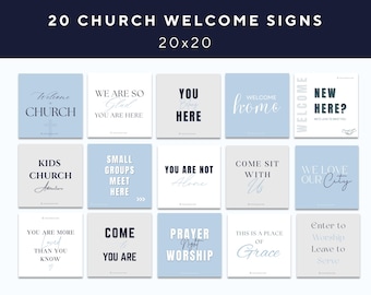 20 Church Welcome Sign Slides | Printable Hand held Church Greeter | Christian Church Entry Sign Poster | Church Program Greeting Templates