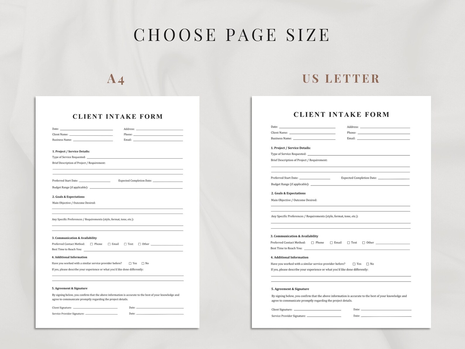 Client Intake Form Template | Printable & Editable | Business Client ...