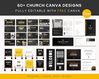 Church Templates Bundle | Announcement Slides, Handheld Welcome Signs, Bulletin, Connection Card, Tithe Envelope & Invites | Branding Kit