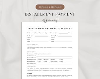 Plantilla de acuerdo de pago a plazos / Contrato de plan de pagos / Formulario de reembolso de préstamo de una sola página / Contrato de reembolso de deuda / Pagaré