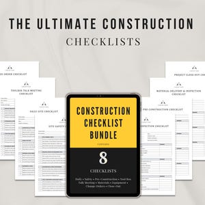 Construction Site Checklist Bundle (Set of 8) – Daily, Safety, Material Delivery, Equipment Inspection, Change Order & Project Close-Out
