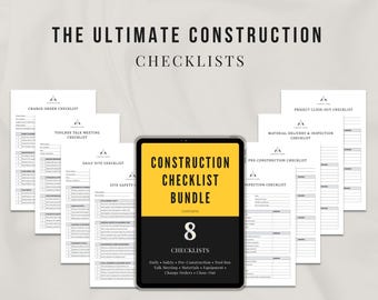 Lista de verificación para obras de construcción (8 unidades): diaria, de seguridad, de entrega de materiales, de inspección de equipos, de órdenes de cambio y de cierre del proyecto.