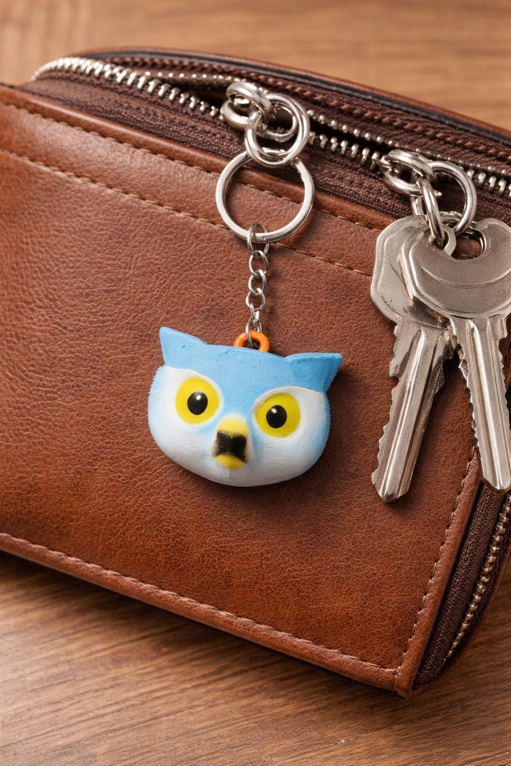 Owl Head Art Keychain &ndash; 3D Printed & Hand Painted, Unique Bag Charm, Modern Bird Decor