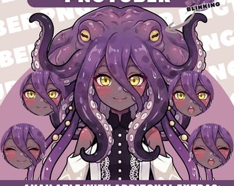 Octopus Girl Anime PNGTuber Model | VTuber Streaming Avatar | Veadotube Mini Ready