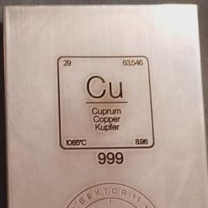 Kupferbarren, 5 kg | 99,98 % reines Kupfer | Hergestellt in Deutschland | Schwerer Kupferbarren | Gravierter Kupferbarren | Industrielles Dekor | Sammlerstück