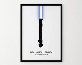 Obi-Wan Kenobi Lightsaber Poster – Minimalist Star Wars Sci-Fi Wall Art (Digital Download)