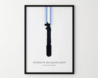 Anakin Skywalker Lightsaber Poster – Minimalist Star Wars Sci-Fi Wall Art (Digital Download)