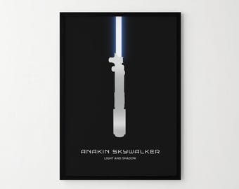 Anakin Skywalker Lightsaber Poster – Minimalist Star Wars Sci-Fi Wall Art (Digital Download)