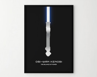 Obi-Wan Kenobi Lightsaber Poster – Minimalist Star Wars Sci-Fi Wall Art (Digital Download)