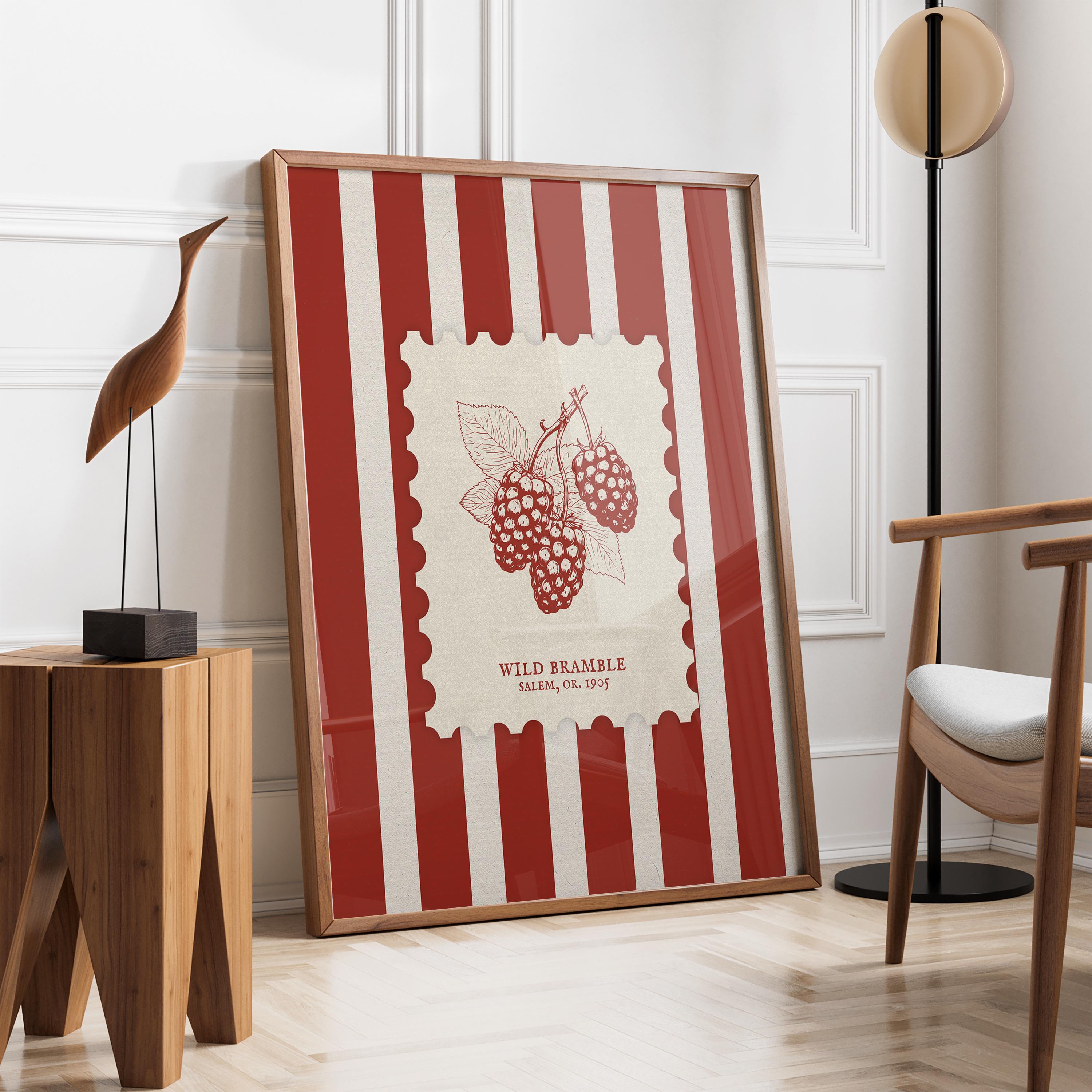 Vintage Raspberry Themed Decor Vintage Raspberry Stamp Art | Rustic Kitchen Berry Wall Art | Vintage ...