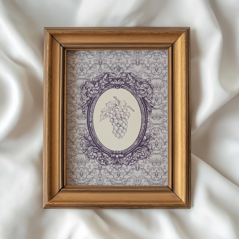 Vintage Grape Botanical Print | French Kitchen Decor | Rustic Wine ...