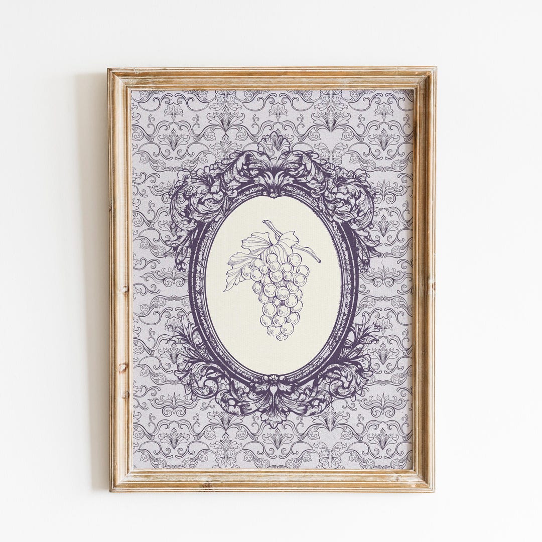 Vintage Grape Botanical Print | French Kitchen Decor | Rustic Wine ...