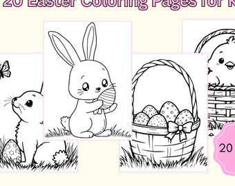 Easter Coloring Pages for Kids, 20 Printable Easter Coloring Sheets, Kids Easter Activity, Classroom Easter Printable