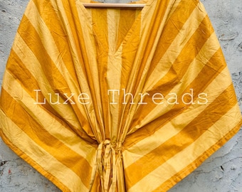 Yellow Striped Cotton Dress: Long Sleeve Summer Resort Wear,Maternity Wear Women's Clothing