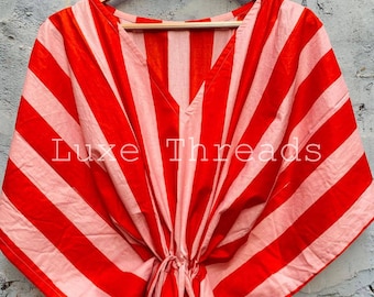 Striped Cotton Kaftan Dress | Handmade Boho Summer Maxi