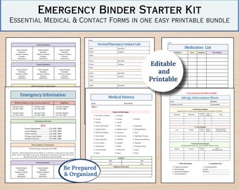 Ringbuch für Notfälle - Printable - Grundlegende medizinische & Kontakt-Formulare
