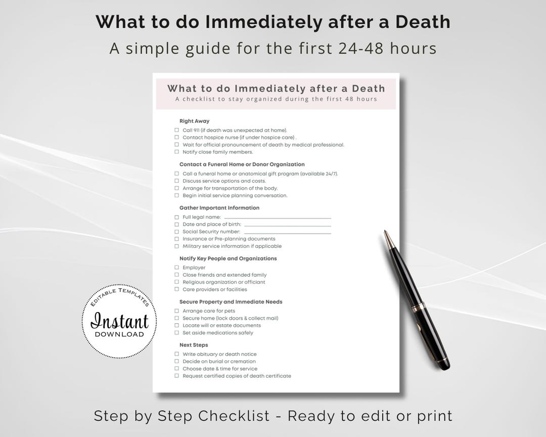 What to Do Immediately After a Death Checklist, First 24–48 Hours Guide