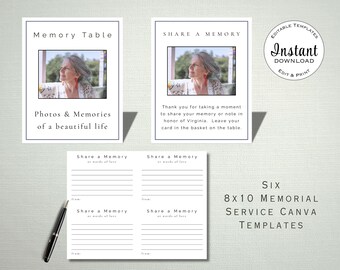 Minimalistische Feier der Lebenszeichen Bundle, bearbeitbare Canva Vorlagen (Digitaler Download)