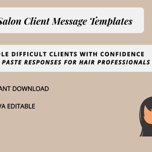 Salon Client Message Templates: Hair Stylist Scripts (Canva Editable) for Luxe Hair Stylist Sheets and Beauty Business Price List Templates