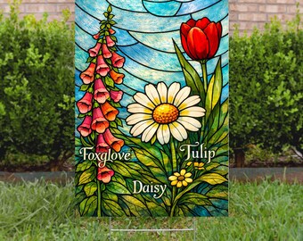 Foxglove Daisy Tulip Yard Sign, Subtle FDT Yard Sign, No Words Floral Yard Sign, Retro Flower Liberal Banner, Spring Floral Yard Decor YS72