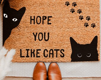 Hope You Like Cats Doormat, Cat Door Mat, Cat Welcome Mat, Cat Gift Funny Doormat, Funny Cat Gift Ideas, Welcome Cat Gift for Cat Owner, 28