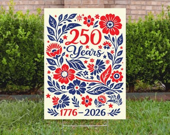USA 250th Anniversary Garden Sign, 1776-2026 Patriotic Outdoor Decor, American Semiquincentennial Yard Sign, Fireworks & Flag Design YS75