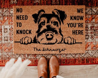 Schnauzer Doormat, We Know You ARE Here Schnauzers Door Mat, Welcome Funny Doormat, Welcome Coir Mat, Schnauzer Dog Breeds DM58