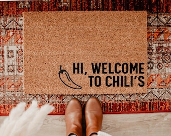 Welcome Doormat, Funny Chili's Design, Housewarming Gift Home Decor, Welcome Mat, Door Mat, Home Doormat, Funny Doormat, DM51